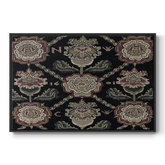 Vintage Abstract Print-XXXI Framed in Black Wood Gallery Wrapped Canvas 25 in. x 37 in.