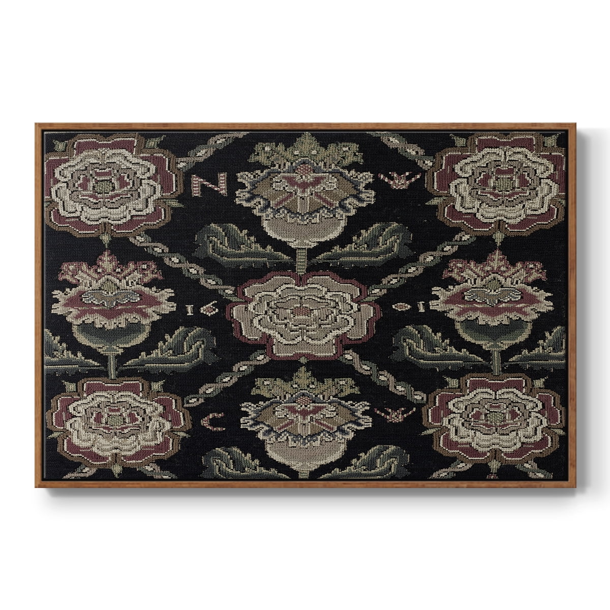 Vintage Abstract Print-XXXI Framed in Walnut Wood Gallery Wrapped Canvas 27 in. x 41 in.