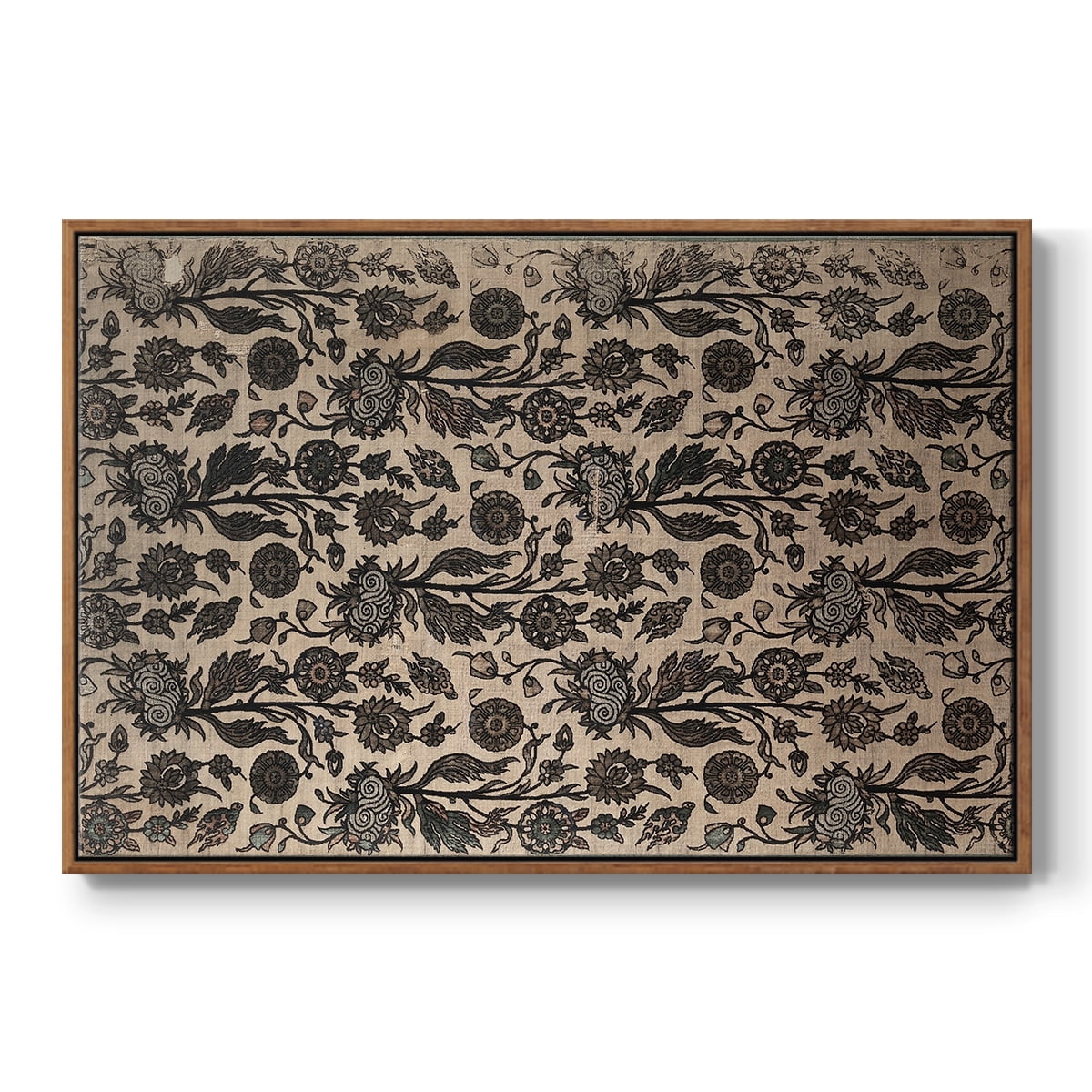 Vintage Abstract Print-XXXII Framed in Walnut Wood Gallery Wrapped Canvas 17 in. x 25 in.