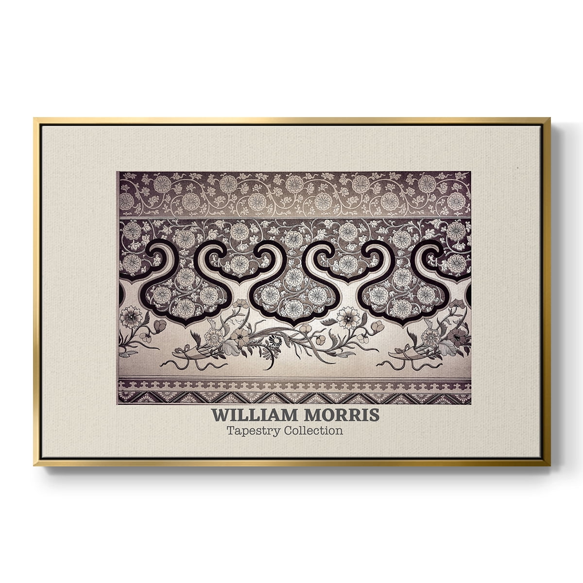 Vintage Abstract Print-XXXIII Framed in Gold Wood Gallery Wrapped Canvas 25 in. x 37 in.
