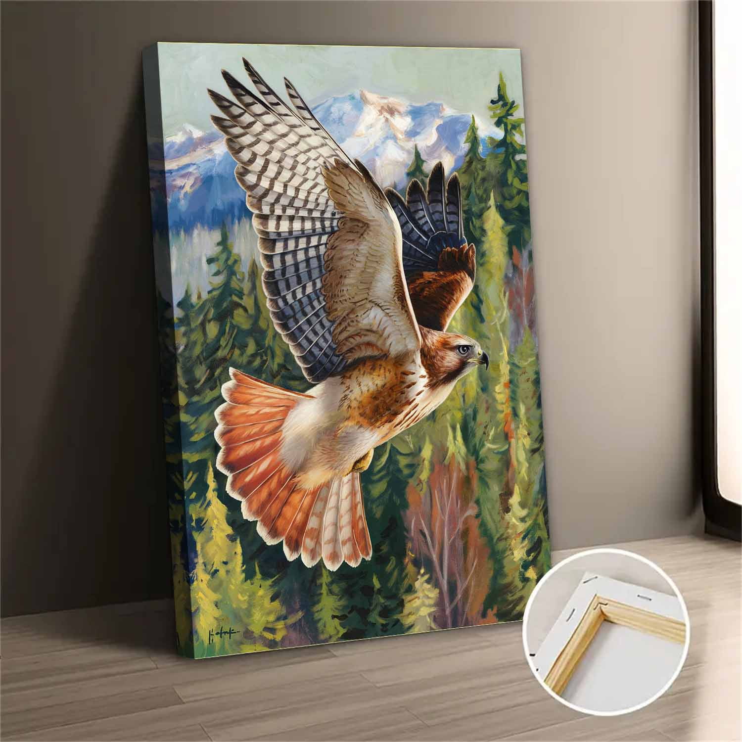 Room Hawk Vintage Abstract Red-Tailed Hawk Canvas Wall Art Print for Bedroom ...