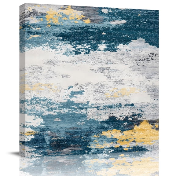 Vintage Abstract Wall Art Canvas Artwork Painting Art, Modern Blue Gradient Oil Painting Art Square Framed Wall Decorations Prints Picture for Bedroom Kitchen Living Room, 8x8 in