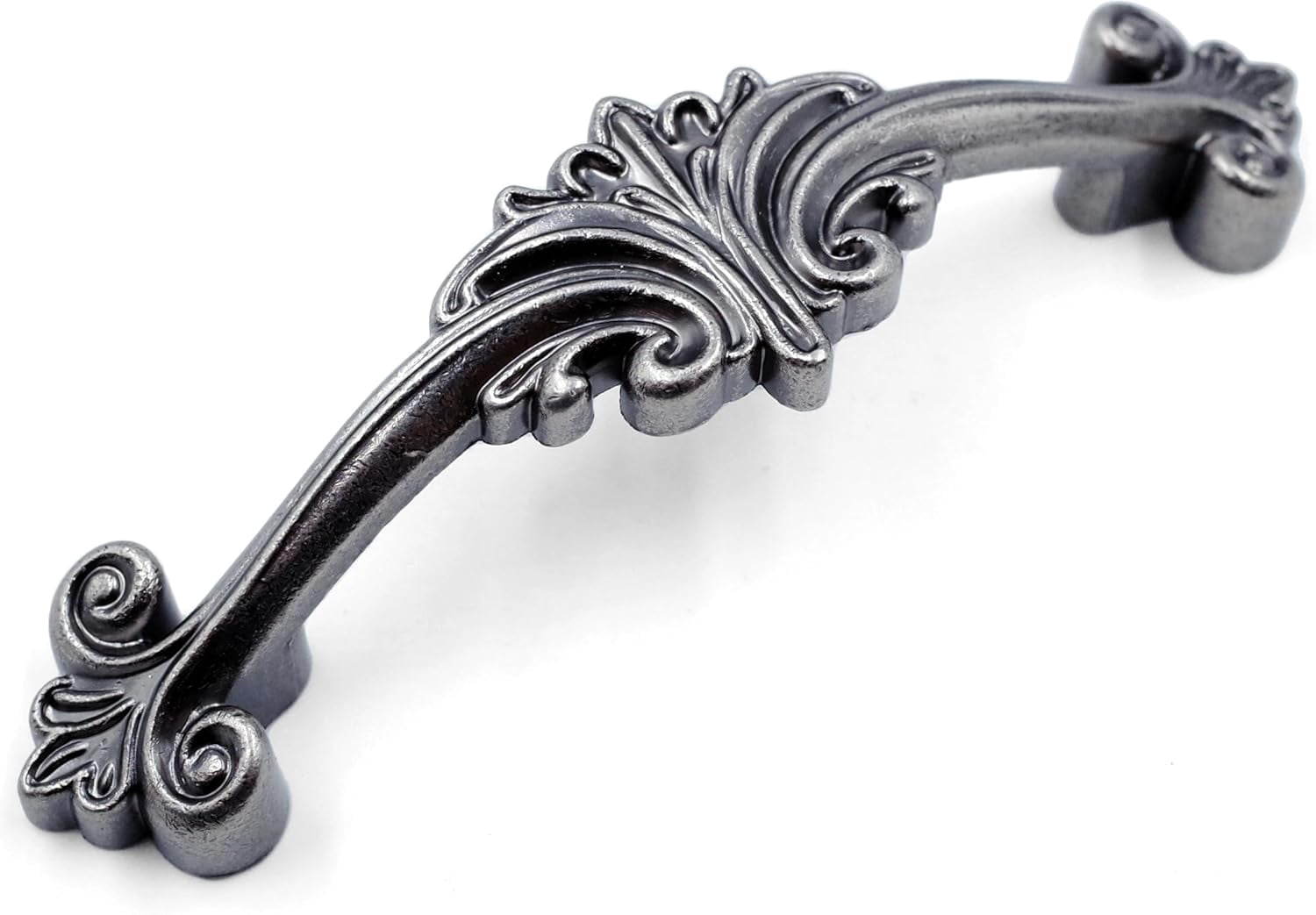 Vintage Acanthus Cabinet Pull – 6 Pack, Antique Gray, 3" Hole Centers, Ornate Baroque-Style Solid Cast Metal Drawer Handle, AC0728AN076