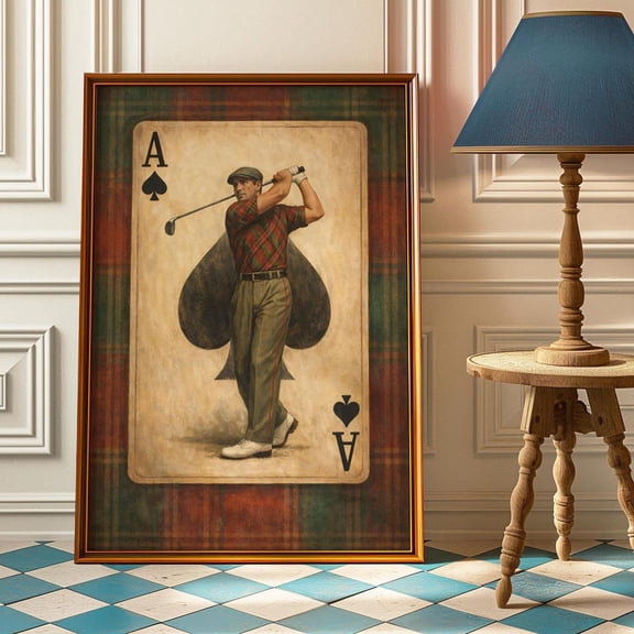 Vintage Ace Of Spades Golfer Retro Golf Swing Poster Unframed Paper Print