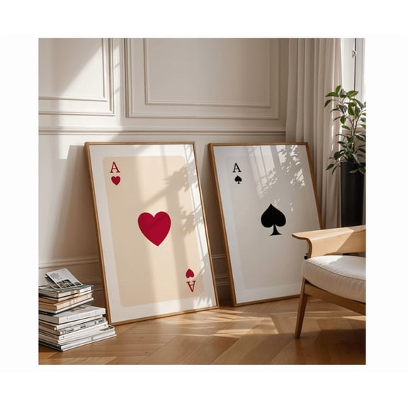 Vintage Ace Playing Cards Poster, Retro Wall Decor Home Decor Office Wall Art Set 2