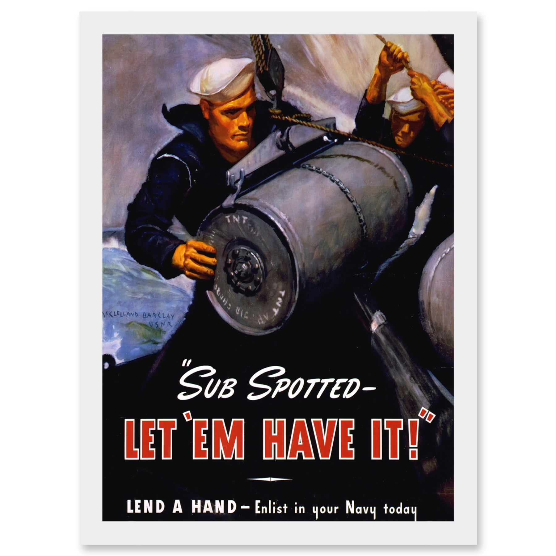 Vintage Ad War WWII US Navy Submarine Bomb Sailor Military A4