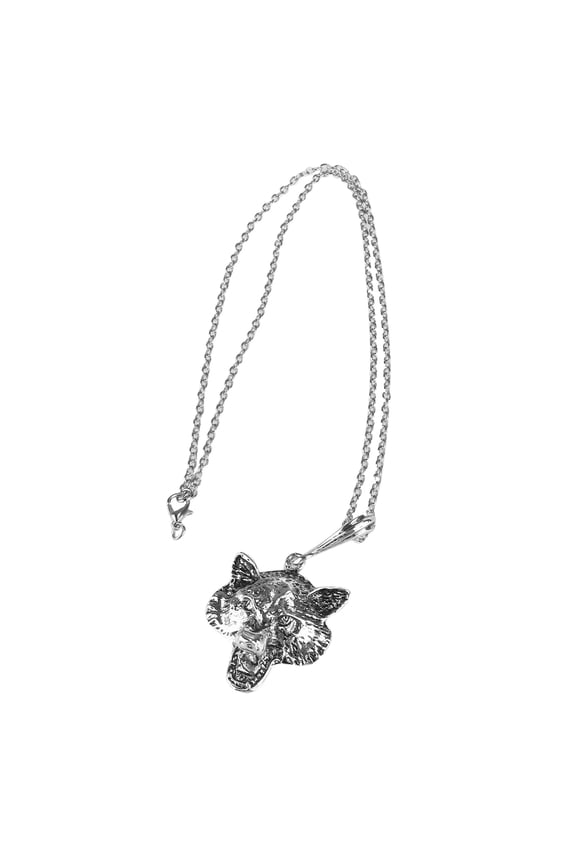 Vintage Adjustable Wolf Style Alloy Pendant Sweater Necklace Chain (Silver)