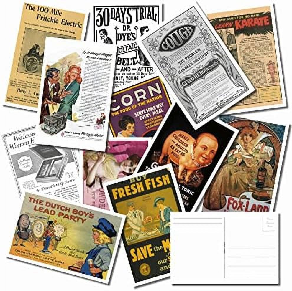 Vintage Ads Postcard Bulk Pack Of 25 Classic Advertisement Post Cards