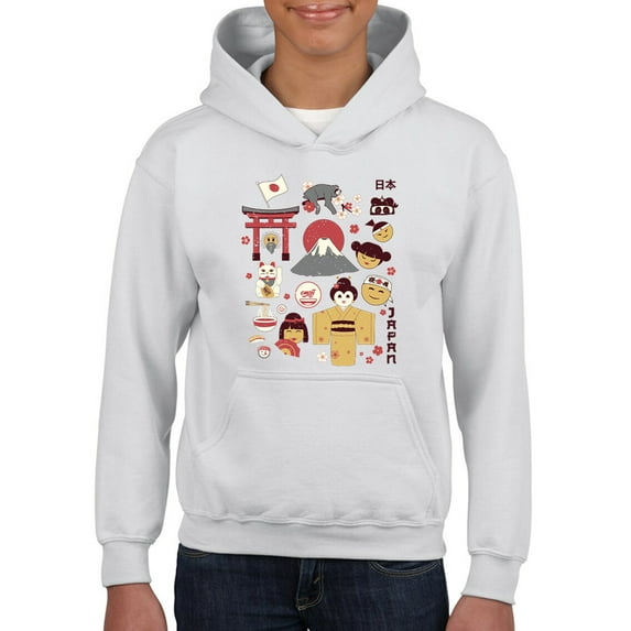 Vintage Aesthetic Japanese Emoji Graphic Youth's Hoodie