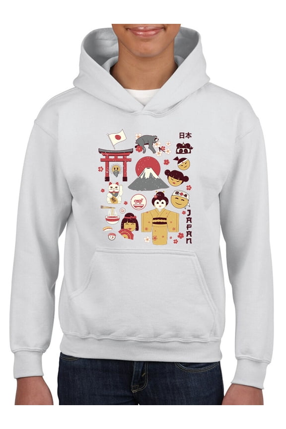 Vintage Aesthetic Japanese Emoji Graphic Youth's Hoodie