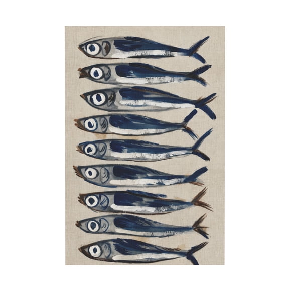 Vintage Aesthetic Sardine Canvas Wall Art Retro Minimalist Neatly Arranged Print For Bedroom Living Room Kitchen Restaurant 12*18in