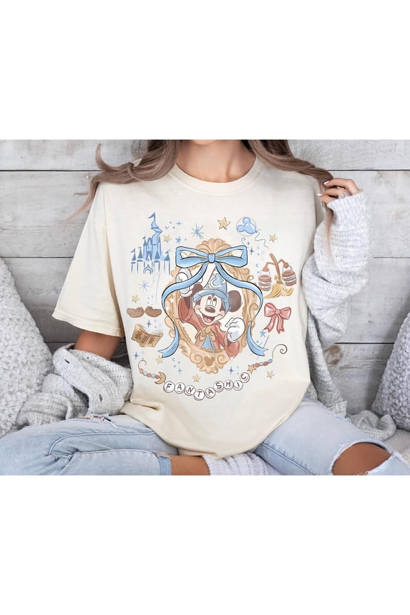 Vintage Aesthetic T-Shirt featuring Retro Sorcerer Mickey from Fantasia, Ideal Gift