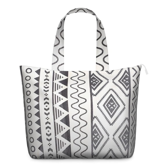 Vintage Aesthetic Travel Duffel, Boho Artistic Weekender Bag for Women, Abstract Geometric Carry-on Tote with Floral and Tribal Touch
