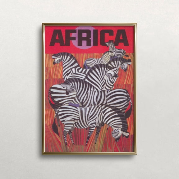 Vintage Africa Travel Poster: Zebra Wall Art UNFRAMED PAPER POSTER, Home Decor