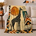 thumbnail image 1 of Vintage African Tribal Giraffe Mosaic Sun, Cozy Friendship Quote Scene, Warm Flannel Blanket for Living Room and Reading Nook, Art Lovers Friendship Gift, Artistic Home Decor, 1 of 9