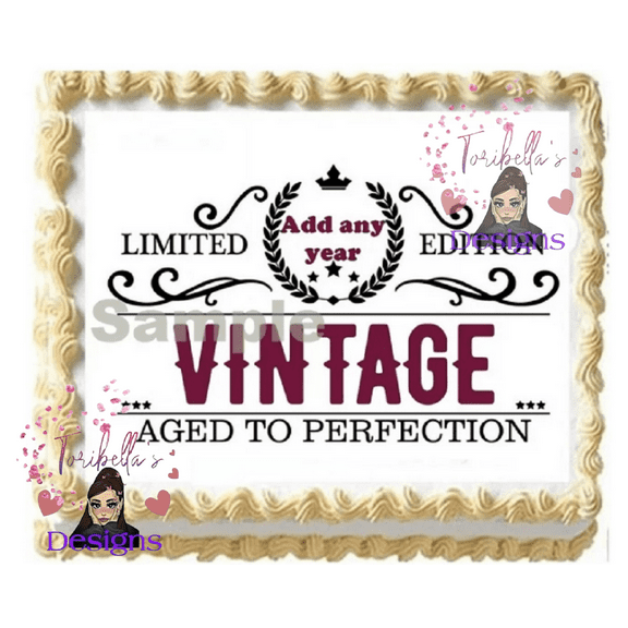 Vintage Aged to Perfection Birthday Cake Topper, by Have your Cake 2