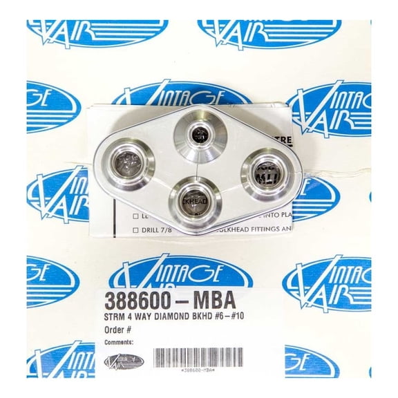 Vintage Air 4 Way Diamond Bulkhead #6 & #10 Male O-Ring