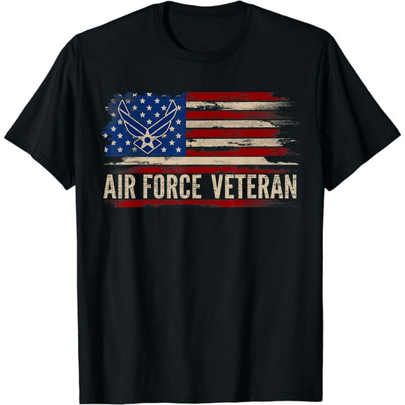Vintage Air Force Veteran American Flag Veteran Gift T-Shirt