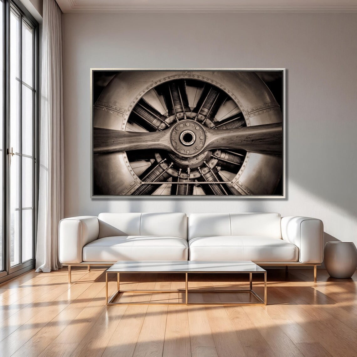 Vintage Aircraft Engine Close Up Wall Art Airplane Propeller Print ...