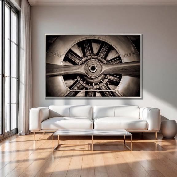 Vintage Aircraft Engine Close Up Wall Art Airplane Propeller poster Masterpiece of Radial Aviation and Engineering Decor Ready to Hang Unframed Paper Print