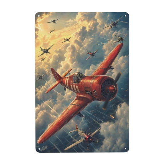Vintage Airliner Flying Through Clouds Metal Tin Sign For Bedroom Or Living Room Wall Decor 8x12 Inch