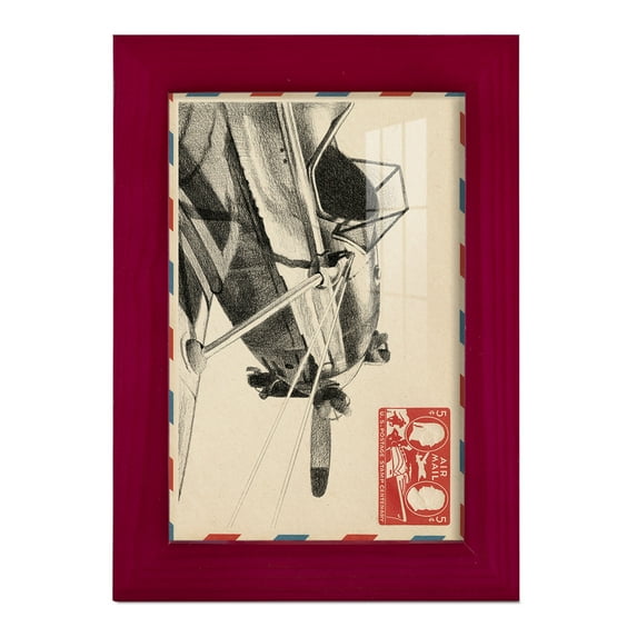 Vintage Airmail I -Framed Print w/glass-Cherry Red