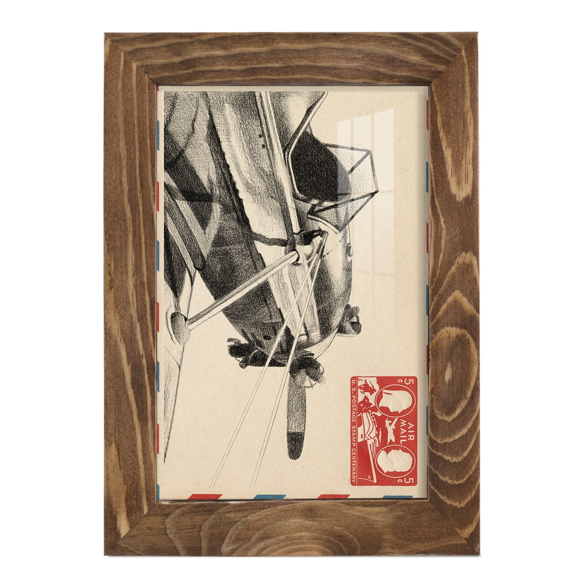 Vintage Airmail I -Framed Print w/glass-Walnut
