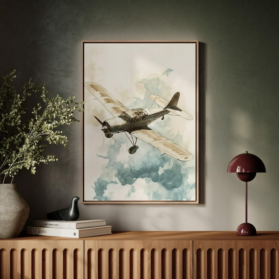 Vintage Airplane Art – Retro Pilot Prop Plane Illustration For Aviation Decor, Boys Room Or Flight Nursery Wall Art Print Wall Art, Modern Wall Decor, 8x12 UNFRAMED