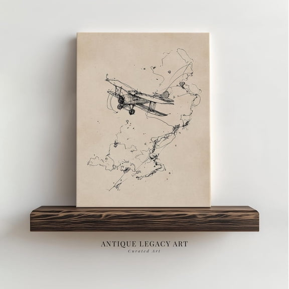 Vintage Airplane Aviation Sketch Decor Wall Art