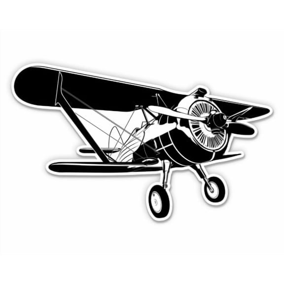 Vintage Airplane Biplane - 3" Vinyl Sticker - For Car Laptop Water Bottle Phone - Waterproof Decal