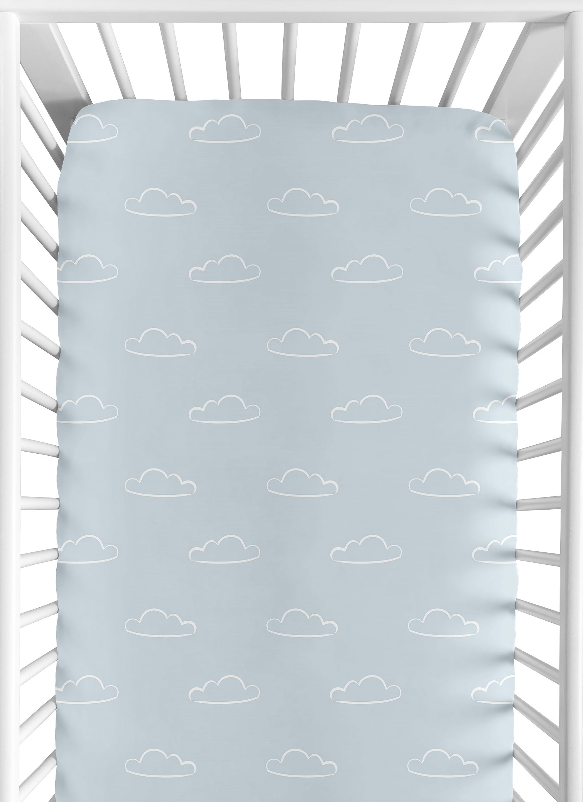 Sweet Jojo Designs Airplane Green and Blue Boy Clouds Print Fitted Crib Sheet
