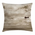 thumbnail image 1 of Vintage Airplane Decor Throw Pillow Cushion Cover, Fighter Plane in Dramatic Cloudy Sky Aviation Flyby Military Obsolete, Decorative Square Accent Pillow Case, 20 X 20 Inches, Sepia, by Ambesonne, 1 of 2