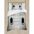 thumbnail image 1 of Vintage Airplane Duvet Cover Set, Airplane Windows Close up Image Detailed Steampunk Style Illustration, Decorative 2 Piece Bedding Set with 1 Pillow Shams, Twin Size, Grey Black, by Ambesonne, 1 of 3