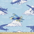 thumbnail image 1 of Ambesonne Vintage Airplane Fabric by the Yard Upholstery, Flying Crafts, 10 Yards, Pale Blue Dark Blue, 1 of 4