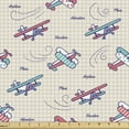 thumbnail image 1 of Ambesonne Vintage Airplane Fabric by the Yard Upholstery, Retro Doodles, 3 Yards, Multicolor, 1 of 4