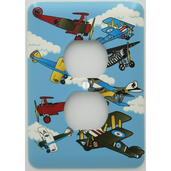 Vintage Airplane Light Switch Plate and Outlet Covers / Airplane Nursery Wall Decor