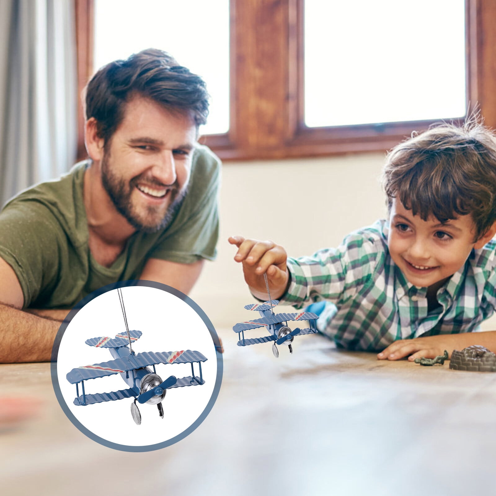 WHAMVOX Blue Iron Airplane Cupcake Toppers for Decor Perfect for Birthday Parties and Cake Topper 4.5 Inches