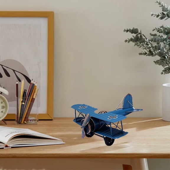 Vintage Airplane Model Decoration with Unique Imaginative Design and Elegant Metal Finish for Home Living Room Shelf Mantel Office Desk Wall Display Collectible Art