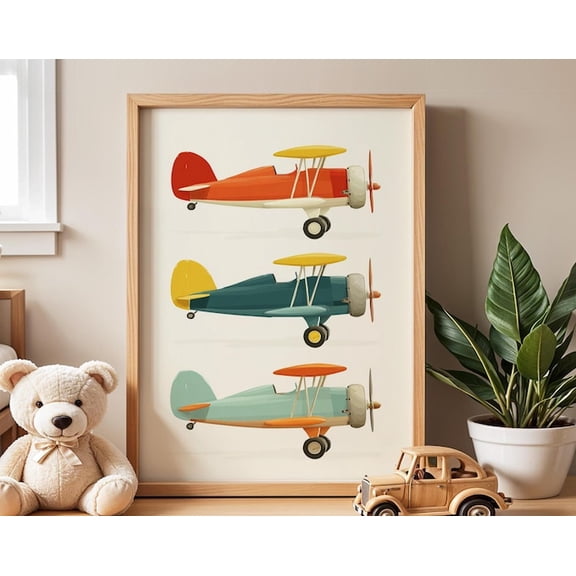 Vintage Airplane Plane Illustration Wall Art Print, Unframed Paper Poster 24x36in
