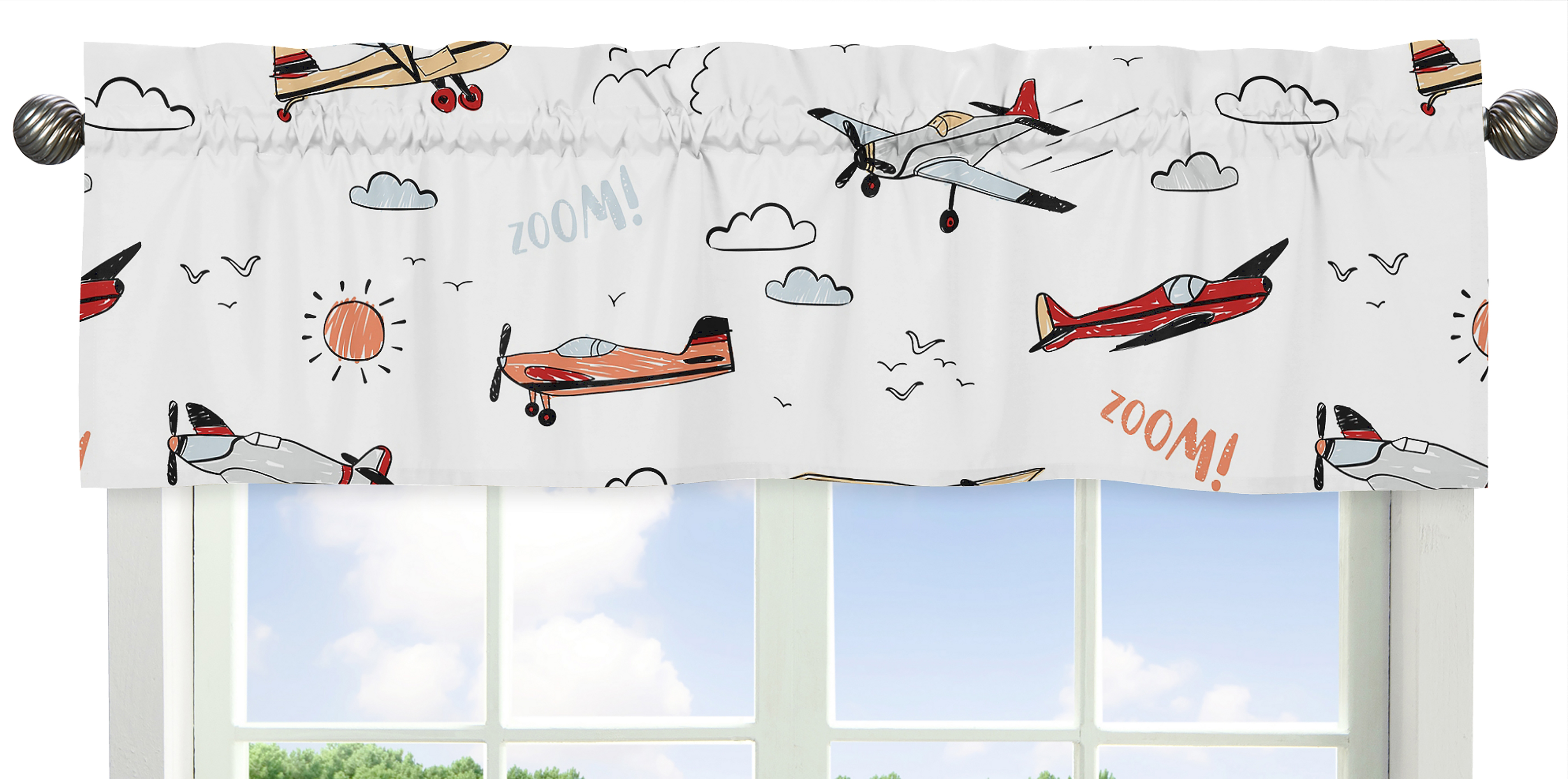Vintage Airplane Red and Blue 54" Window Valance by Sweet Jojo Designs