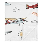 Sweet Jojo Designs Airplane Red Blue and White Baby Security Blanket