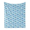 thumbnail image 1 of Vintage Airplane Soft Flannel Fleece Throw Blanket, Aircraft Silhouettes Flying in the Sky Above the Clouds, Cozy Plush for Indoor and Outdoor Use, 50" x 70", Pale Blue Dark Blue, by Ambesonne, 1 of 5