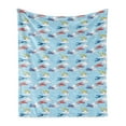 thumbnail image 1 of Vintage Airplane Soft Flannel Fleece Throw Blanket, Colorful Sketch Style Propeller Airplanes Vacation Transportation Theme, Cozy Plush for Indoor and Outdoor Use, 50" x 70", Multicolor, by Ambesonne, 1 of 5