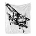 thumbnail image 1 of Vintage Airplane Soft Flannel Fleece Throw Blanket, Drawing of a Monoplane Sketchy Monochrome Design, Cozy Plush for Indoor and Outdoor Use, 60" x 80", Black and White, by Ambesonne, 1 of 6