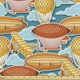 thumbnail image 1 of Ambesonne Vintage Airplane Fabric by the Yard Upholstery, Zeppelin Blimp, 1 Yard, Multicolor, 1 of 4