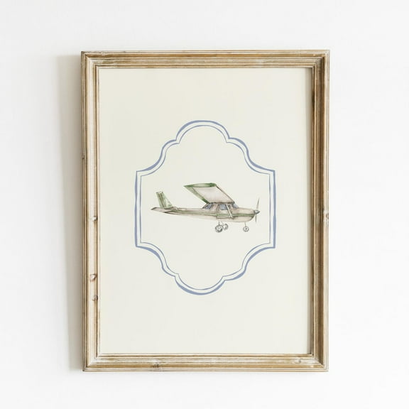 Vintage Airplane Vertical Illustration Print, Trendy Decor, Nursery Decor, Vintage Wall Art, Modern Wall Decor For Living Room, 8x12 UNFRAMED