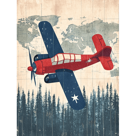 Vintage Airplane World Map Canvas Wall Art Perfect for Living Room Bedroom Office Study and Gallery Wall Decor.