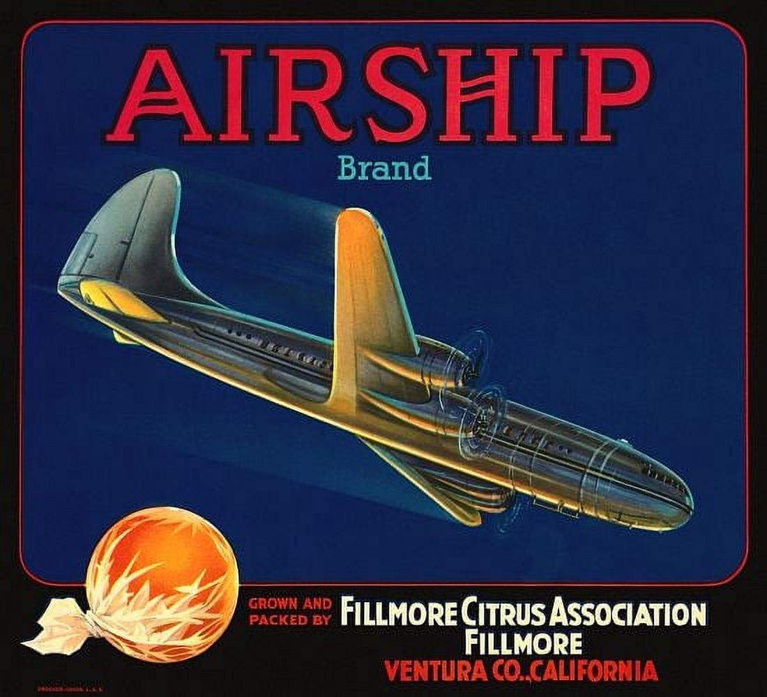 Vintage Airship label Canvas Art -  (18 x 24)