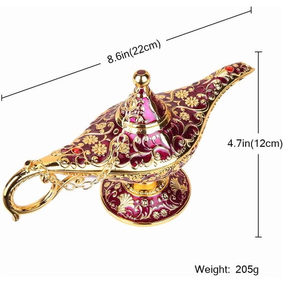 Vintage Aladdin Magic Genie Lamp Light for Home Party Wedding Table Decoration & Gift,Classic Zinc Alloy Arabian Lamp Jewelry Box (Gold & Purple)