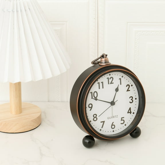 Vintage Alarm Clock 6 inch Battery Operated Silent Non Ticking Snooze Small Clock with Night Light Old Fashioned Desk Clock Decor for Bedroom Bedside Living Room Room